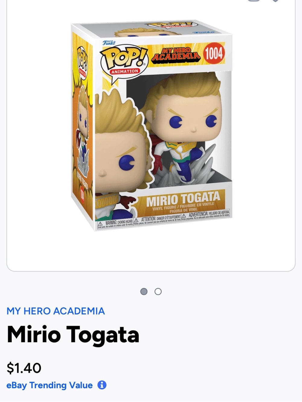 Funko Pop! Animation Mirio Togata Vinyl Figure - Blonde, Blue, White- 1004